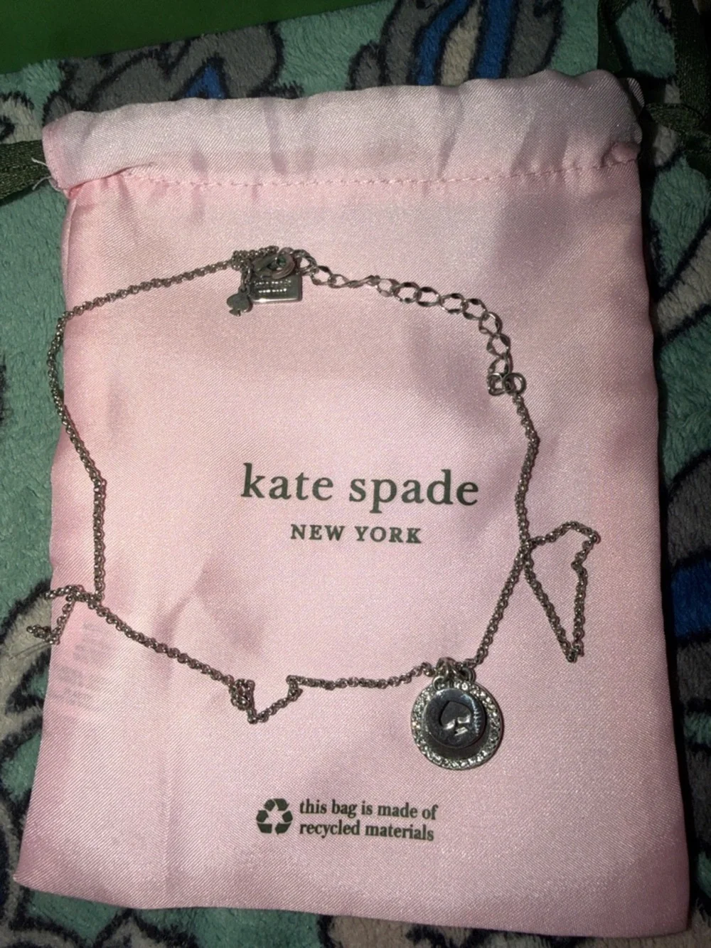kate spade silver-tone pendant necklace with pink pouch - Picture 2 of 8